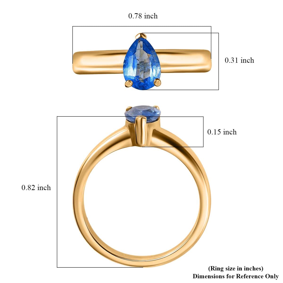 Kashmir Kyanite Solitaire Ring in Vermeil YG Over Sterling Silver (Size 10.0) 0.85 ctw image number 5