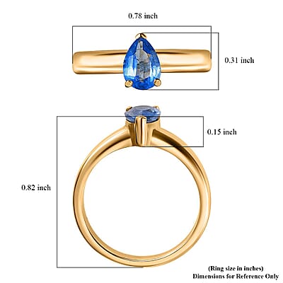 Kashmir Kyanite Solitaire Ring in Vermeil Yellow Gold Over Sterling Silver (Size 10.0) 0.85 ctw