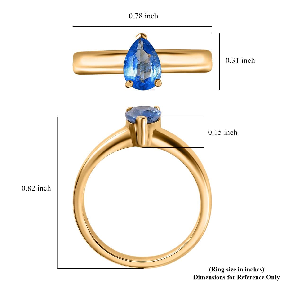 Kashmir Kyanite Solitaire Ring in Vermeil Yellow Gold Over Sterling Silver (Size 9.0) 0.85 ctw image number 5