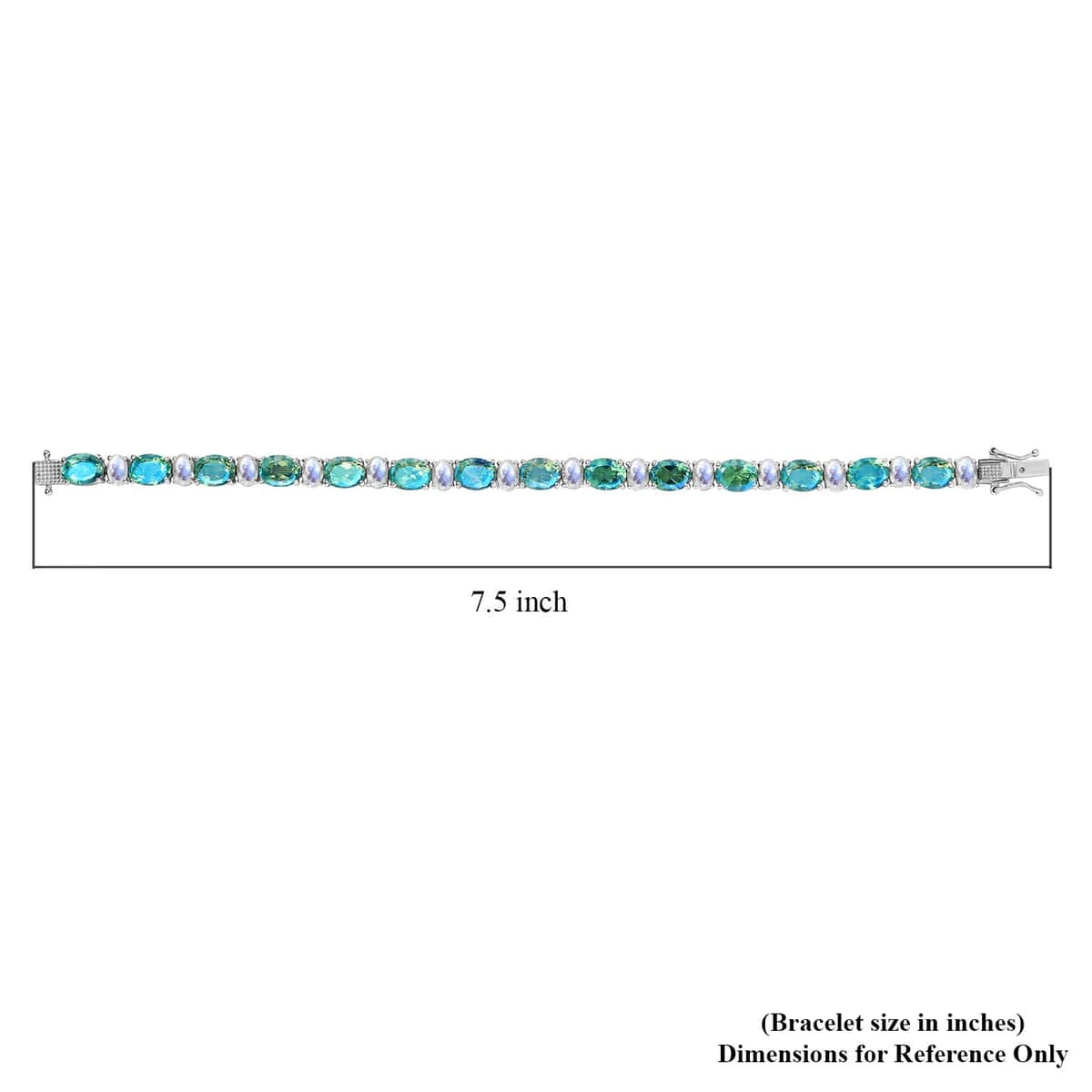 Peacock Quartz (Triplet) and Rainbow Moonstone Tennis Bracelet in Platinum Over Sterling Silver (7.25 In) 25.75 ctw image number 4