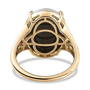 AAA Boulder Opal and White Zircon 8.12 ctw Ring in Vermeil Yellow Gold Over Sterling Silver (Size 8.0)