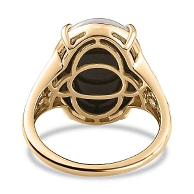 AAA Boulder Opal and White Zircon 8.12 ctw Ring in Vermeil Yellow Gold Over Sterling Silver (Size 8.0)