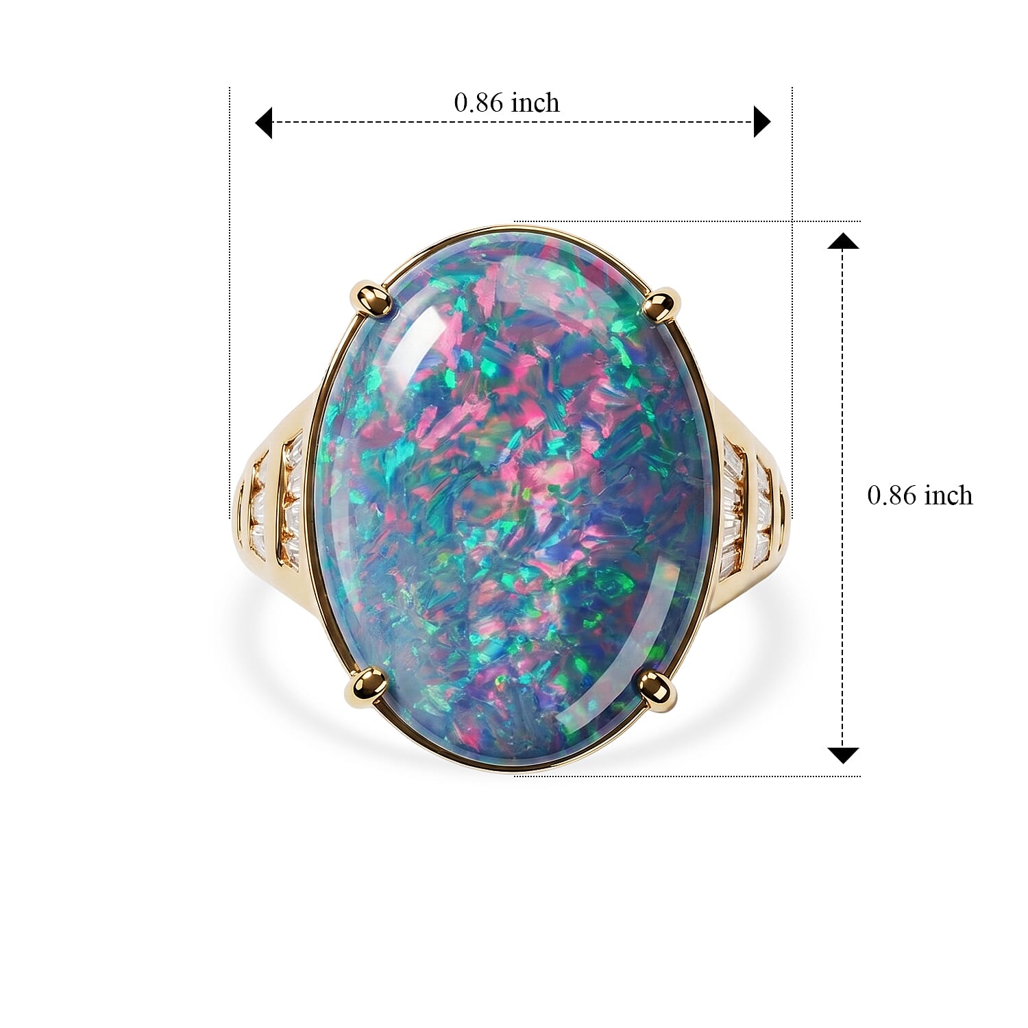 AAA Boulder Opal and White Zircon 8.12 ctw Ring in Vermeil Yellow Gold Over Sterling Silver (Size 9.0)