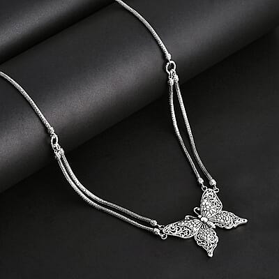 Bali Legacy Butterfly Necklace in Sterling Silver 39.07 Grams 20 Inches