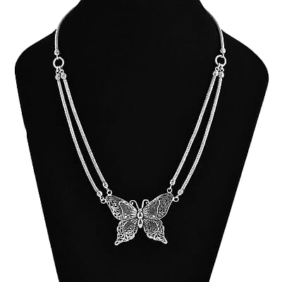 Bali Legacy Butterfly Necklace in Sterling Silver 39.07 Grams 20 Inches