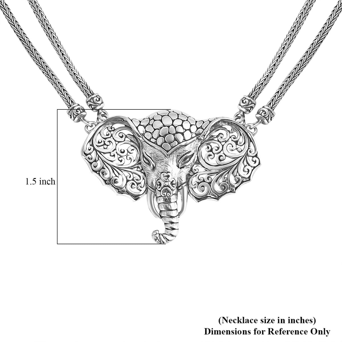Bali Legacy Elephant Necklace in Sterling Silver 20 Inches 36.90 Grams image number 6