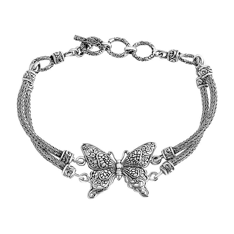 Bali Legacy Butterfly Bracelet in Sterling Silver (6.50-8.0In) 16.60 Grams