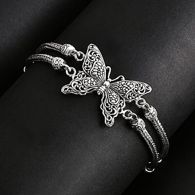 Bali Legacy Butterfly Bracelet in Sterling Silver (6.50-8.0In) 16.60 Grams