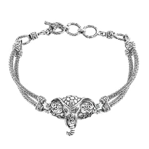 Bali Legacy Elephant Bracelet in Sterling Silver (6.50-8.0In) 16.80 Grams