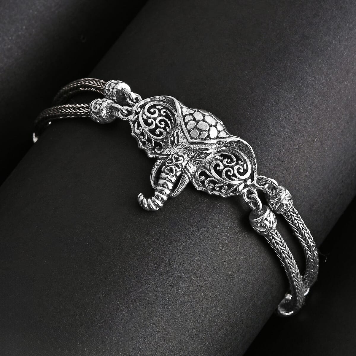 Bali Legacy Elephant Bracelet in Sterling Silver (6.50-8.0In) 16.80 Grams image number 1