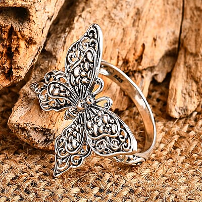 Bali Legacy Butterfly Ring in Sterling Silver (Size 10.0) 4.70 Grams