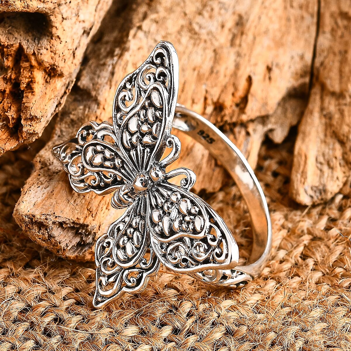 Buy Bali Legacy Butterfly Ring in Sterling Silver (Size 8.0) 4.70 Grams ...