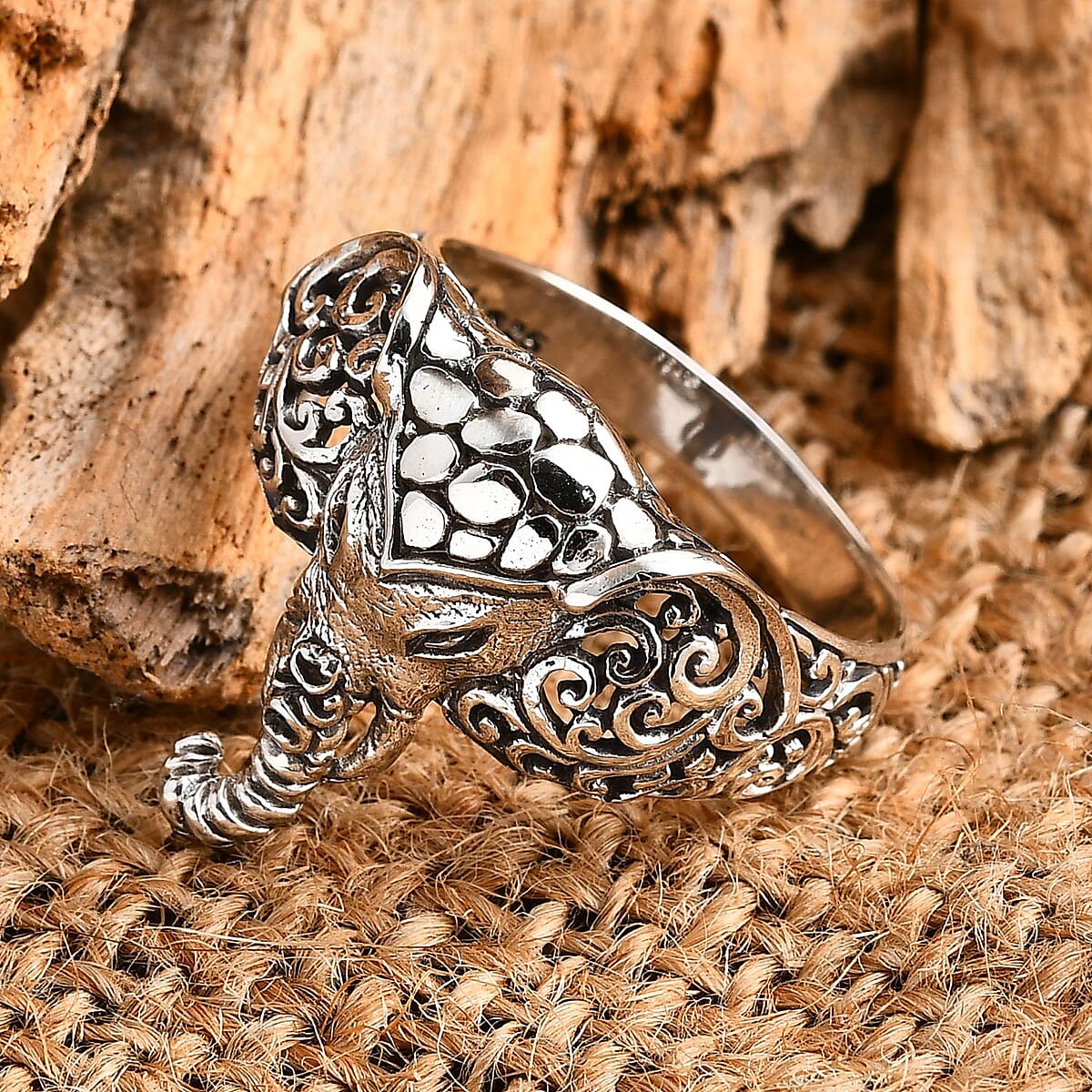 Bali Legacy Elephant Ring in Sterling Silver (Size 5.0) 4.85 Grams image number 1