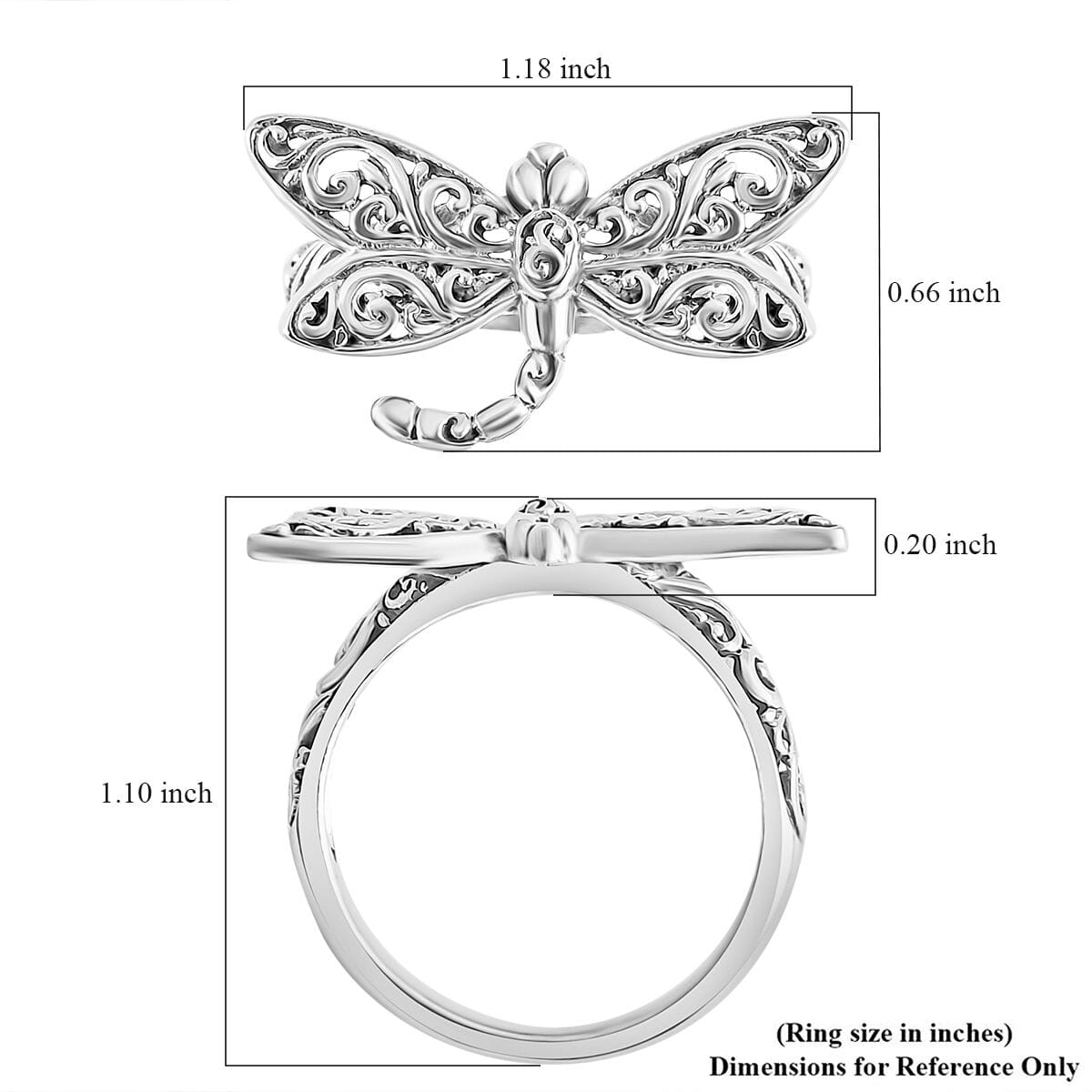 Bali Legacy Dragonfly Ring in Sterling Silver (Size 5.0) 4.75 Grams image number 5