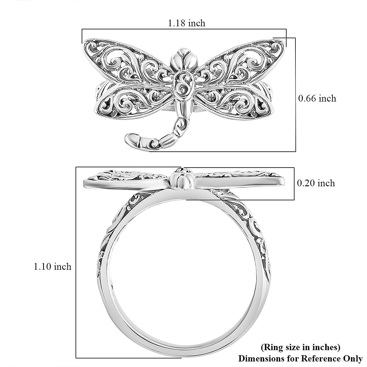 Bali Legacy Dragonfly Ring in Sterling Silver (Size 6.0) 4.75 Grams image number 5