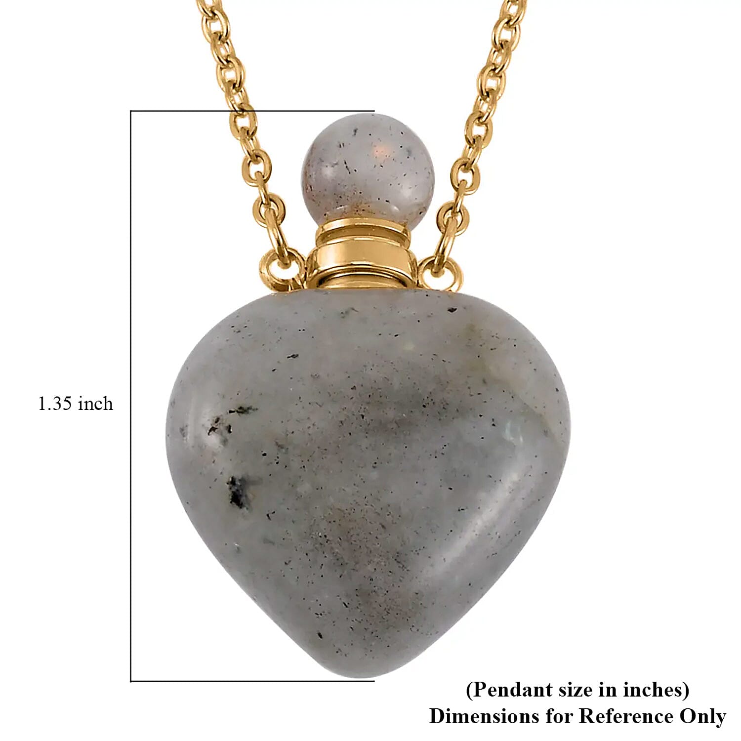 Malagasy Labradorite Perfume Heart Bottle Necklace (22 Inches) in ION Plated YG Stainless Steel 8.00 ctw