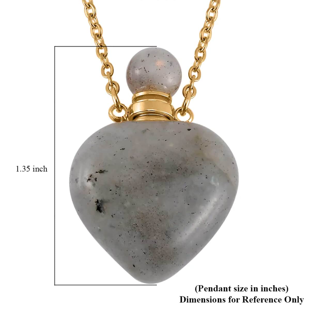 Malagasy Labradorite Perfume Heart Bottle Necklace (22 Inches) in ION Plated YG Stainless Steel 8.00 ctw image number 7