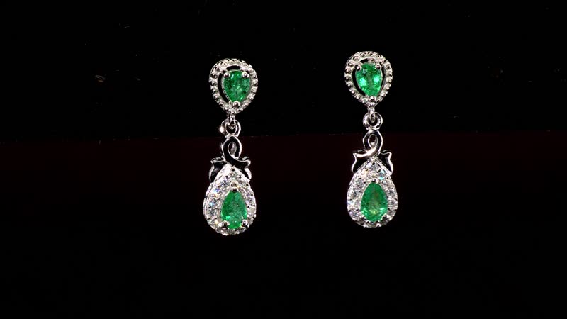 D'Joy AAA Kagem Zambian Emerald and Moissanite Dangle Earrings in Platinum Over Sterling Silver 0.90 ctw