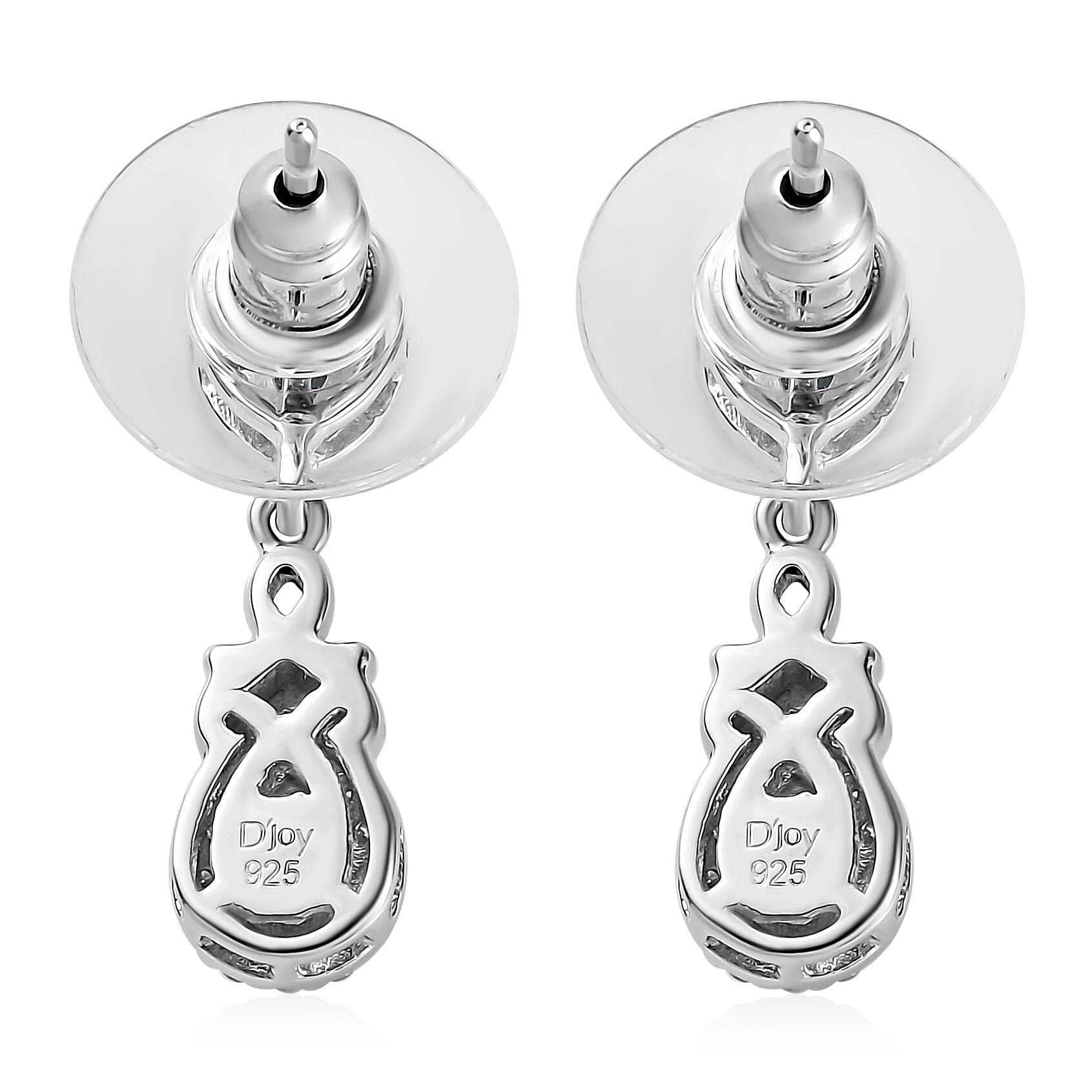 D'Joy AAA Kagem Zambian Emerald and Moissanite Dangle Earrings in Platinum Over Sterling Silver 0.90 ctw