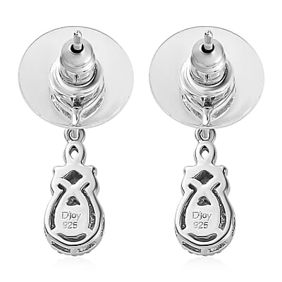 D'Joy AAA Kagem Zambian Emerald and Moissanite Dangle Earrings in Platinum Over Sterling Silver 0.90 ctw