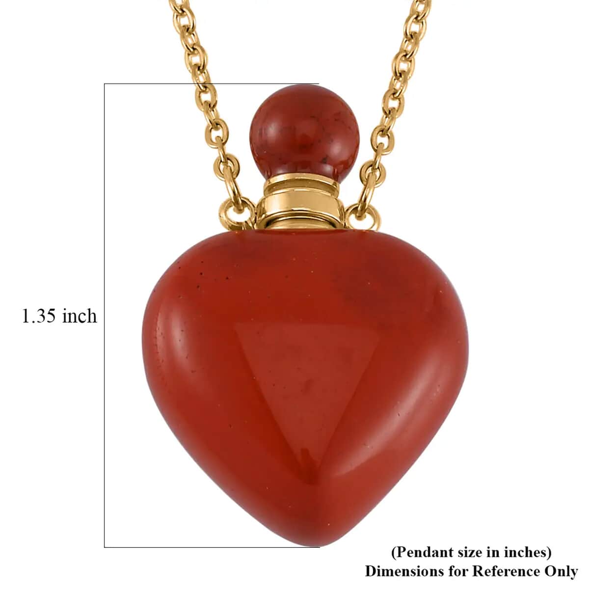 Red Jasper Perfume Heart Bottle Necklace 22 Inches in ION Plated Yellow Gold Stainless Steel 8.00 ctw image number 7