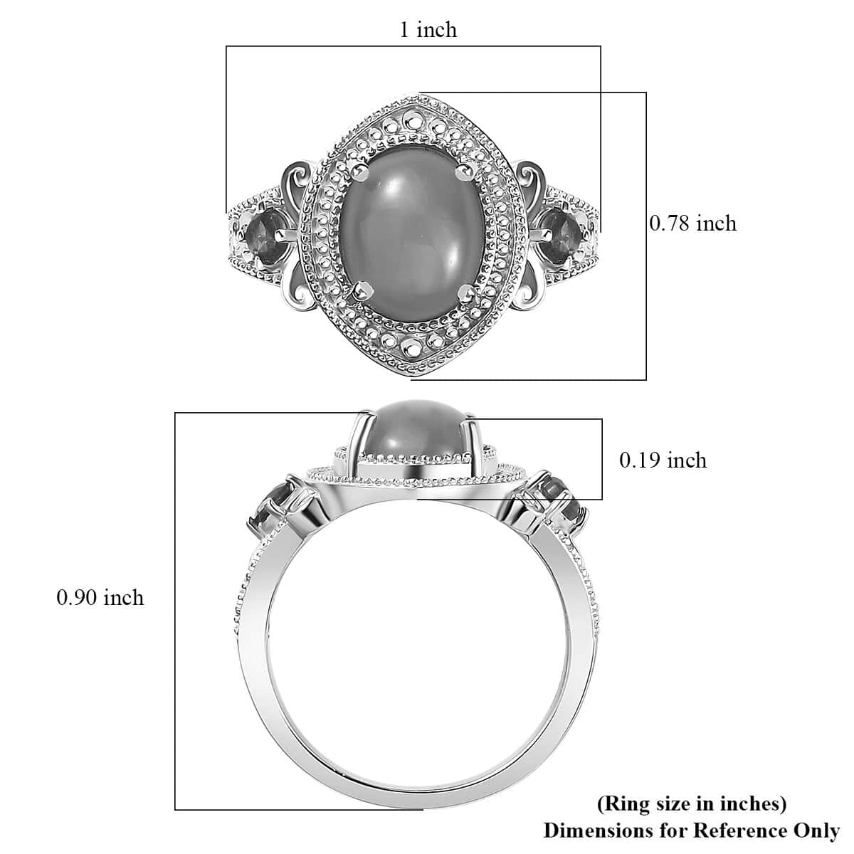 Peach Moonstone and African Amethyst Ring in Platinum Over Sterling Silver (Size 6.0) 4.40 ctw image number 5