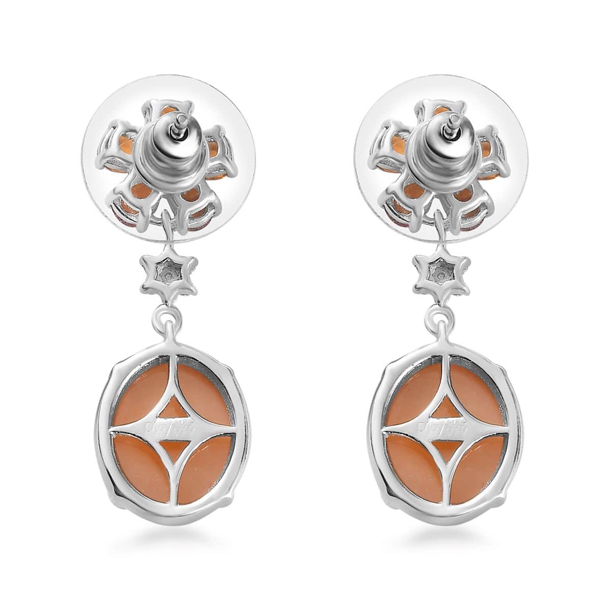Peach Moonstone and Multi Gemstone Floral Earrings in Platinum Over Sterling Silver 9.40 ctw image number 4