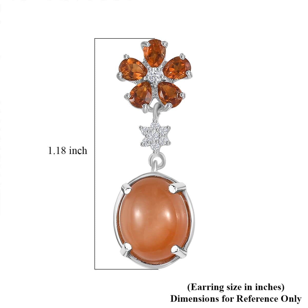 Peach Moonstone and Multi Gemstone Floral Earrings in Platinum Over Sterling Silver 9.40 ctw image number 5