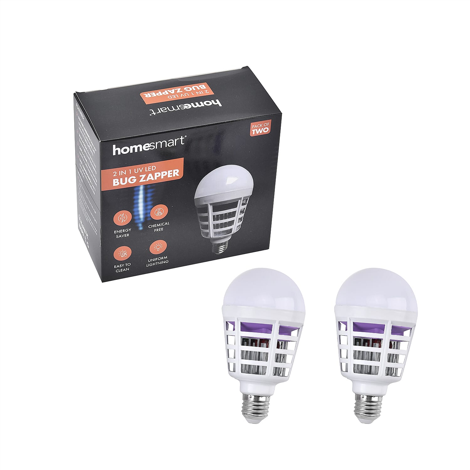 Homesmart Set of Two 2-in-1 LED and Mosquito Killing Bulb (15W, Lumen - 1200, Base -E27)
