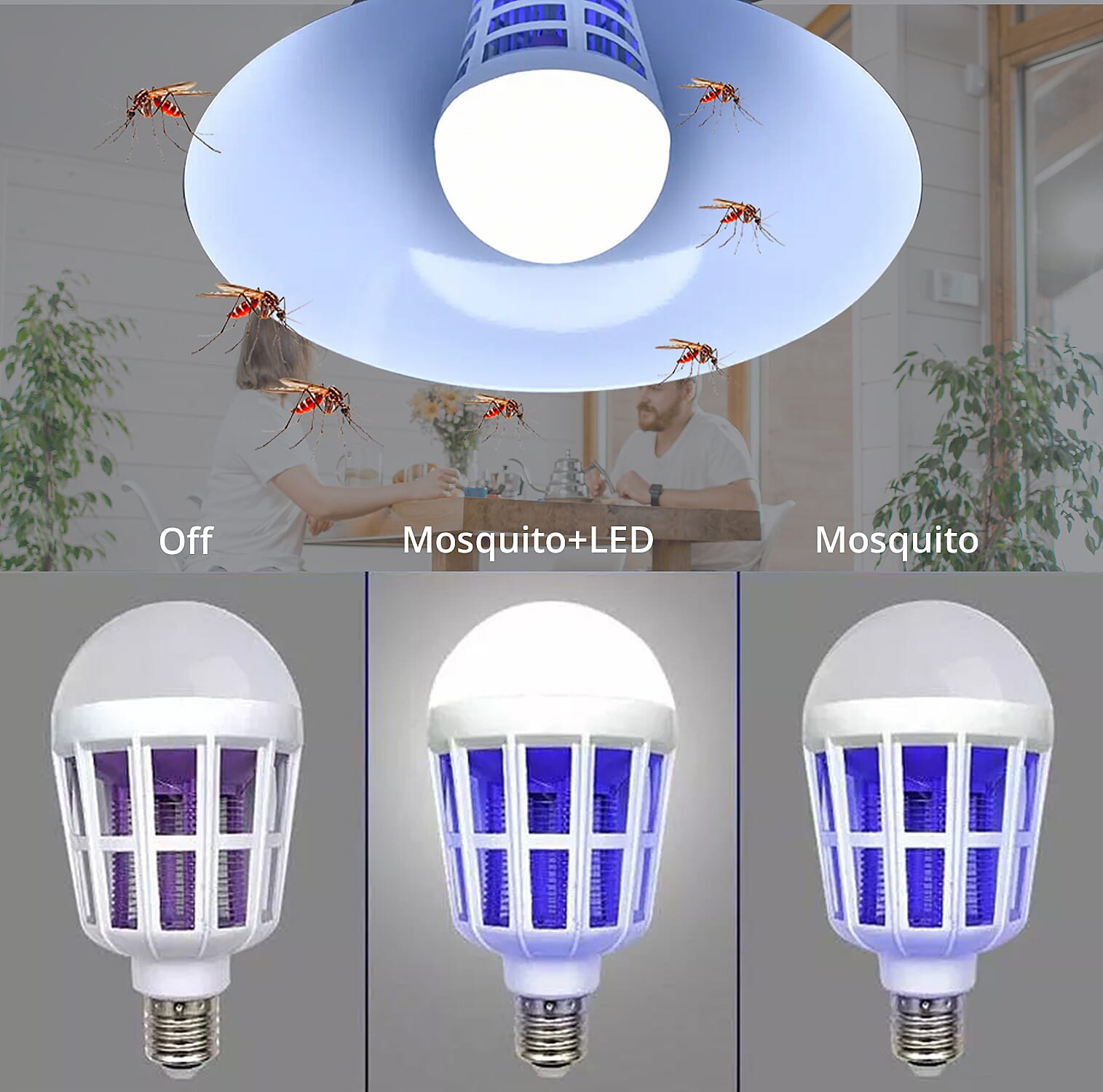 Homesmart Set of Two 2-in-1 LED and Mosquito Killing Bulb (15W, Lumen - 1200, Base -E27)