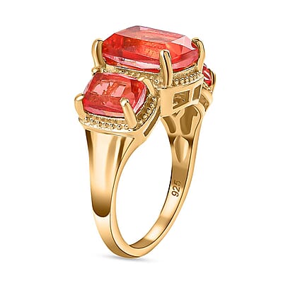Padparadscha Quartz (Triplet) 4.90 ctw Ring in 18K Vermeil Yellow Gold Over Sterling Silver (Size 6.5)