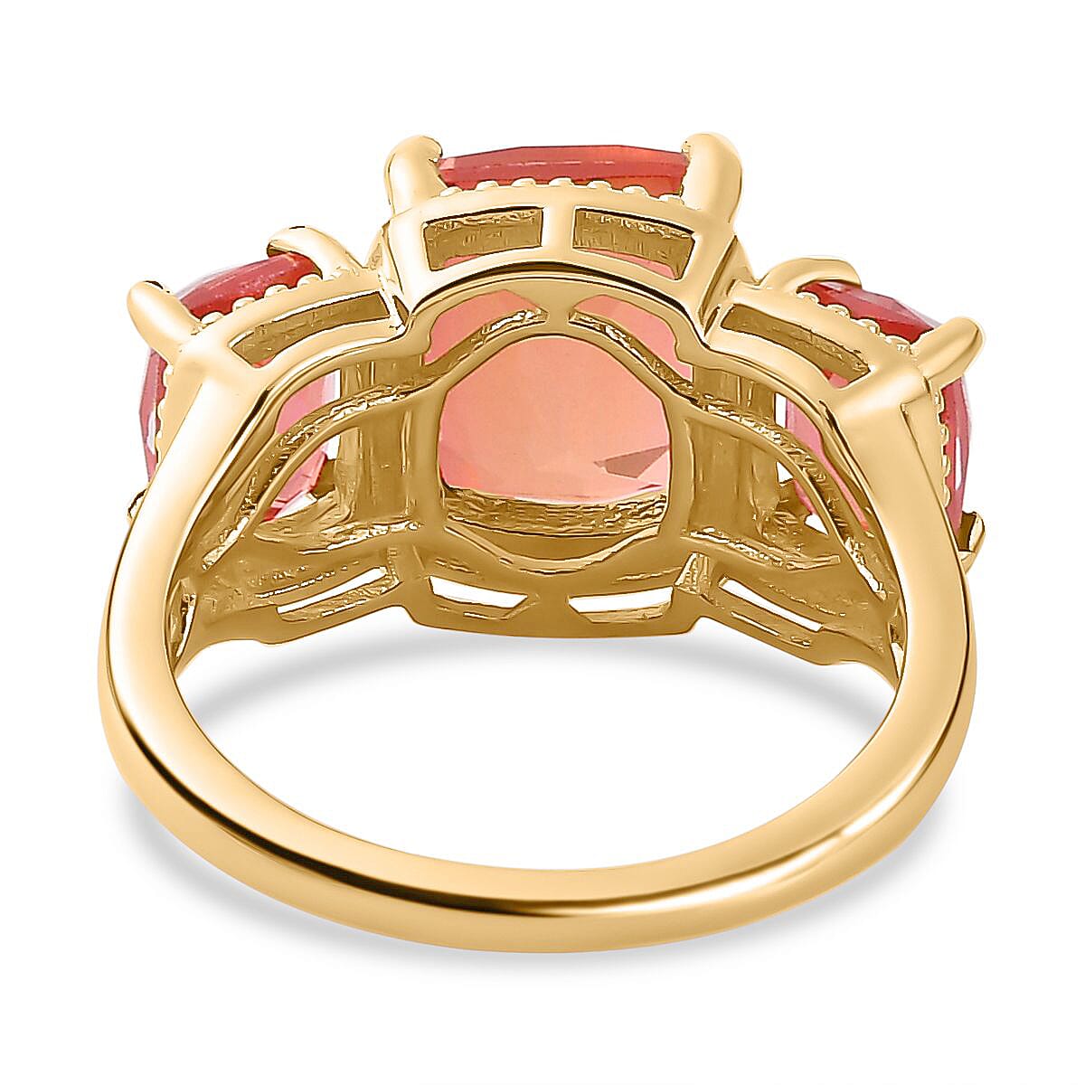 Padparadscha Quartz (Triplet) 4.90 ctw Ring in 18K Vermeil Yellow Gold Over Sterling Silver (Size 6.5)
