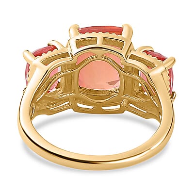 Padparadscha Quartz (Triplet) 4.90 ctw Ring in 18K Vermeil Yellow Gold Over Sterling Silver (Size 6.5)