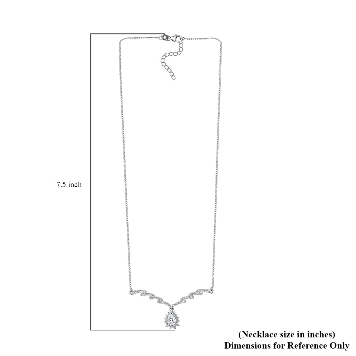 Moissanite Drop Necklace 18-20 Inches in Platinum Over Sterling Silver 1.60 ctw image number 6