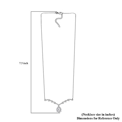 Moissanite Drop Necklace 18-20 Inches in Platinum Over Sterling Silver 1.60 ctw