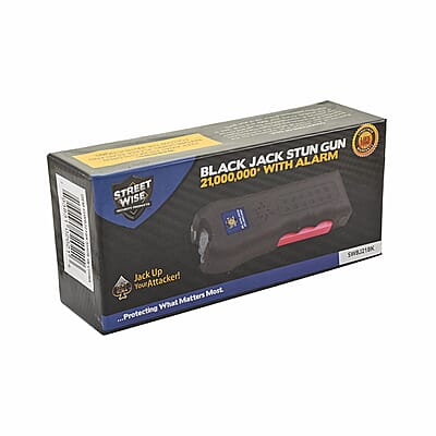 Closeout Streetwise Black Stun Gun with Flash Light, Alarm and Carry Case (5x1.5)