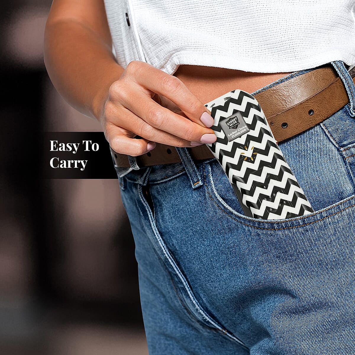 Closeout Streetwise Black and White Chevron Pattern Stun Gun with Flash Light, Alarm and Carry Case (5x1.5) image number 5