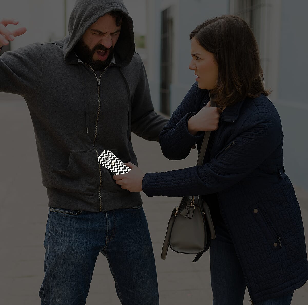 Closeout Streetwise Black and White Chevron Pattern Stun Gun with Flash Light, Alarm and Carry Case (5x1.5) image number 6