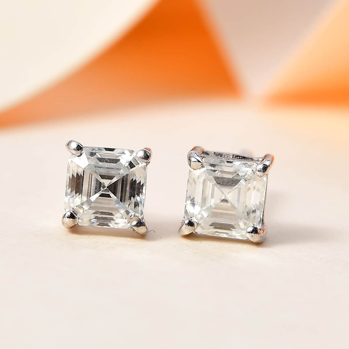 Moissanite Solitaire Stud Earrings in Platinum Over Sterling Silver 1.40 ctw image number 1