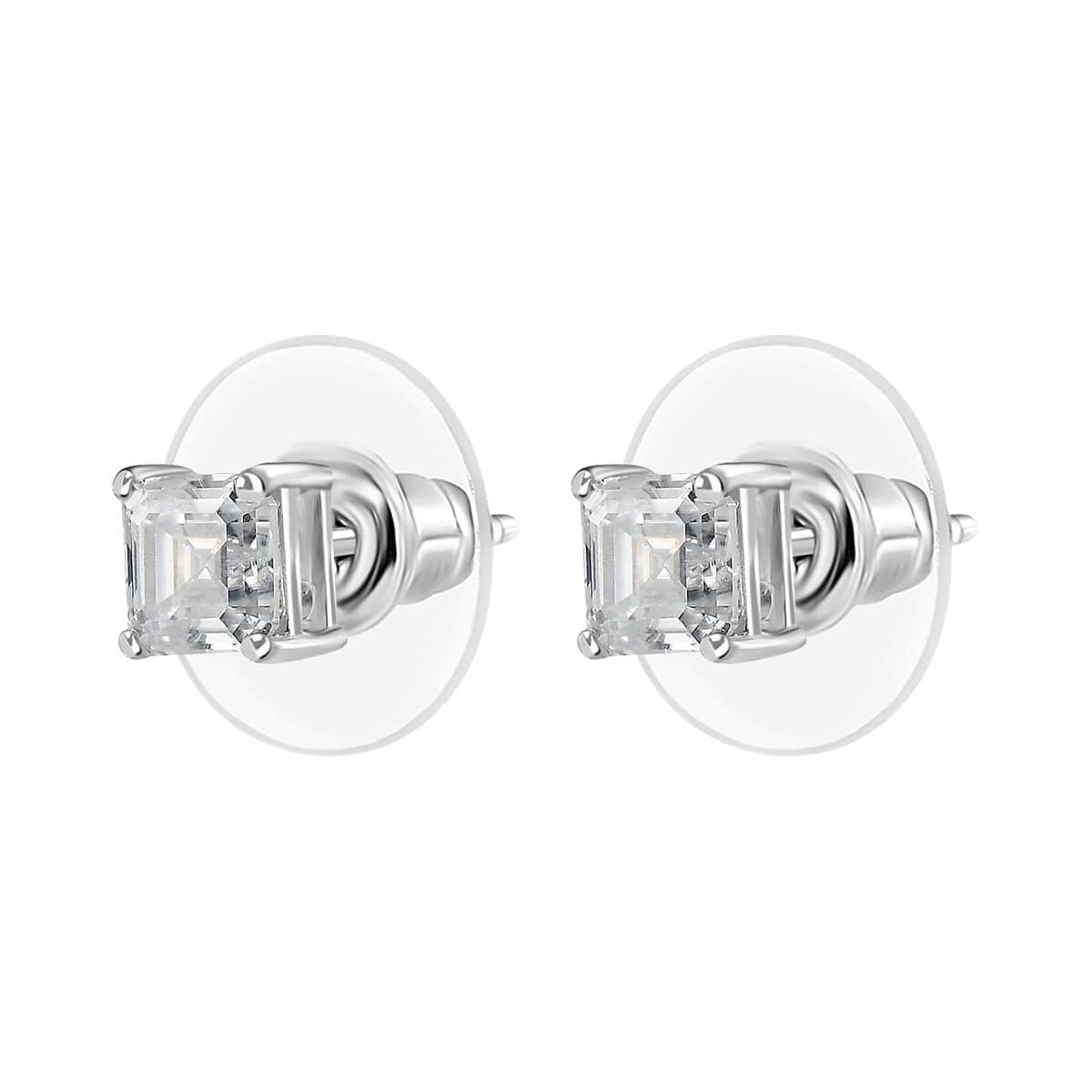 Moissanite Solitaire Stud Earrings in Platinum Over Sterling Silver 1.40 ctw image number 3