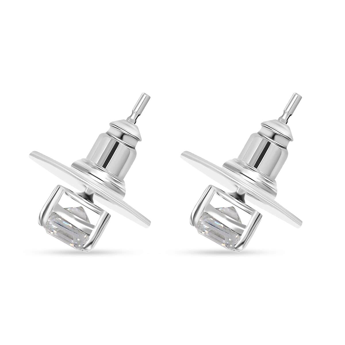 Moissanite Solitaire Stud Earrings in Platinum Over Sterling Silver 1.40 ctw image number 4