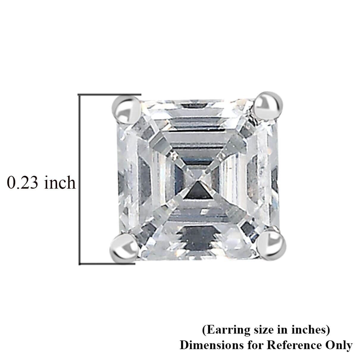 Moissanite (Oct 5x5 mm) Earrings in Platinum Over Sterling Silver 1.40 ctw image number 5