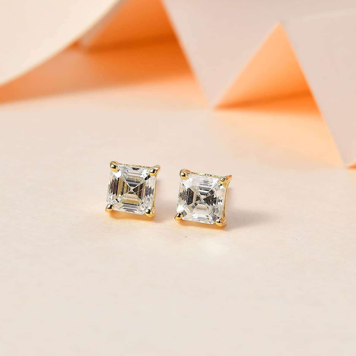 Moissanite Solitaire Stud Earrings in Vermeil Yellow Gold Over Sterling Silver 1.40 ctw image number 1
