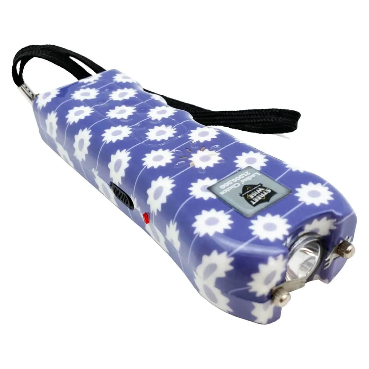 Streetwise Purple and White Floral Pattern Stun Gun with Flash Light, Alarm and Carry Case (5x1.5) image number 0