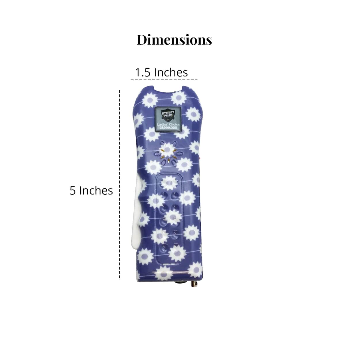 Streetwise Purple and White Floral Pattern Stun Gun with Flash Light, Alarm and Carry Case (5x1.5) image number 7