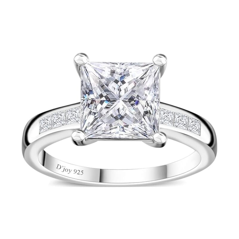 Moissanite Ring in Platinum Over Sterling Silver (Size 10.0) 3.20 ctw