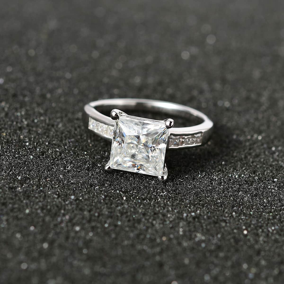 Moissanite Ring in Platinum Over Sterling Silver (Size 10.0) 3.20 ctw image number 2