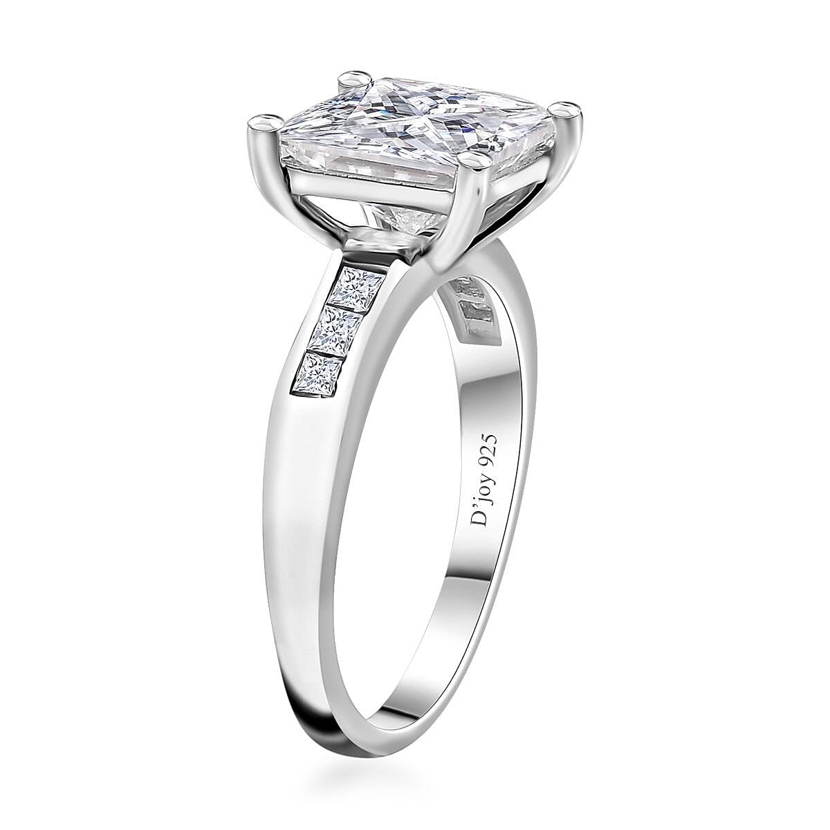 Moissanite Ring in Platinum Over Sterling Silver (Size 10.0) 3.20 ctw
