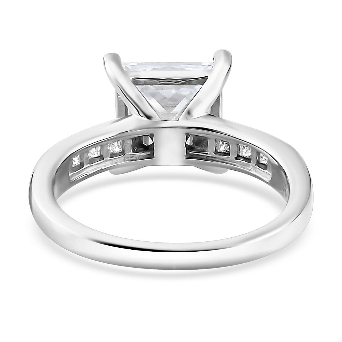 Moissanite Ring in Platinum Over Sterling Silver (Size 10.0) 3.20 ctw