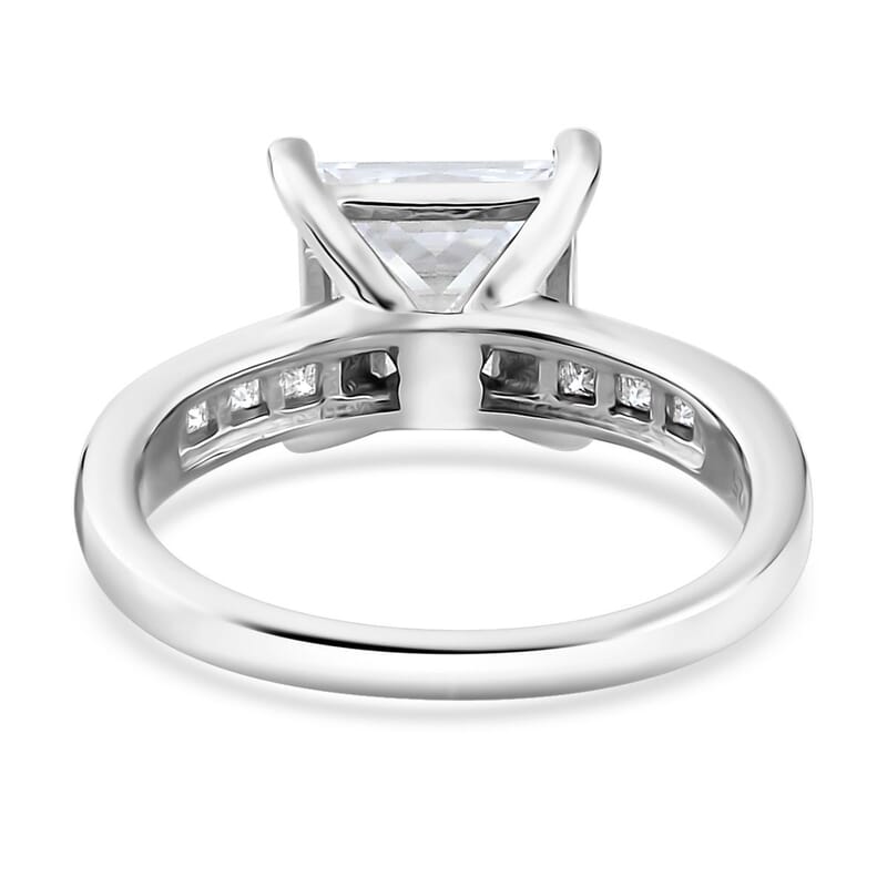 Moissanite Ring in Platinum Over Sterling Silver (Size 10.0) 3.20 ctw